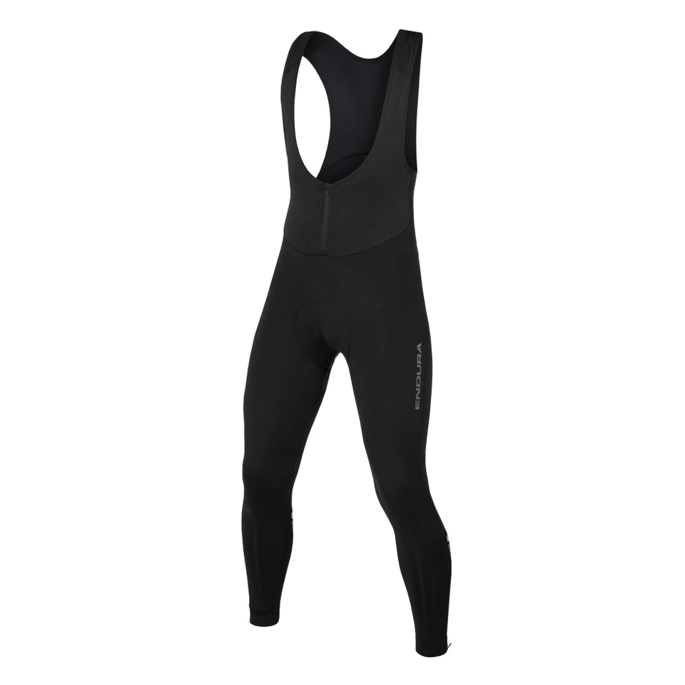 A pair of black Endura bib tights for cycling.