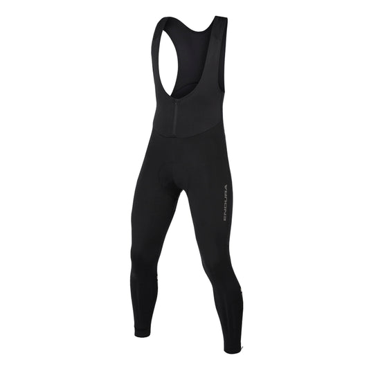 A pair of black Endura bib tights for cycling.